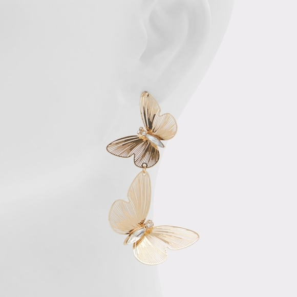 Aldo Jewelry - Aldo Gold Butterfly Drop Earrings Comes W Accessory Pouch